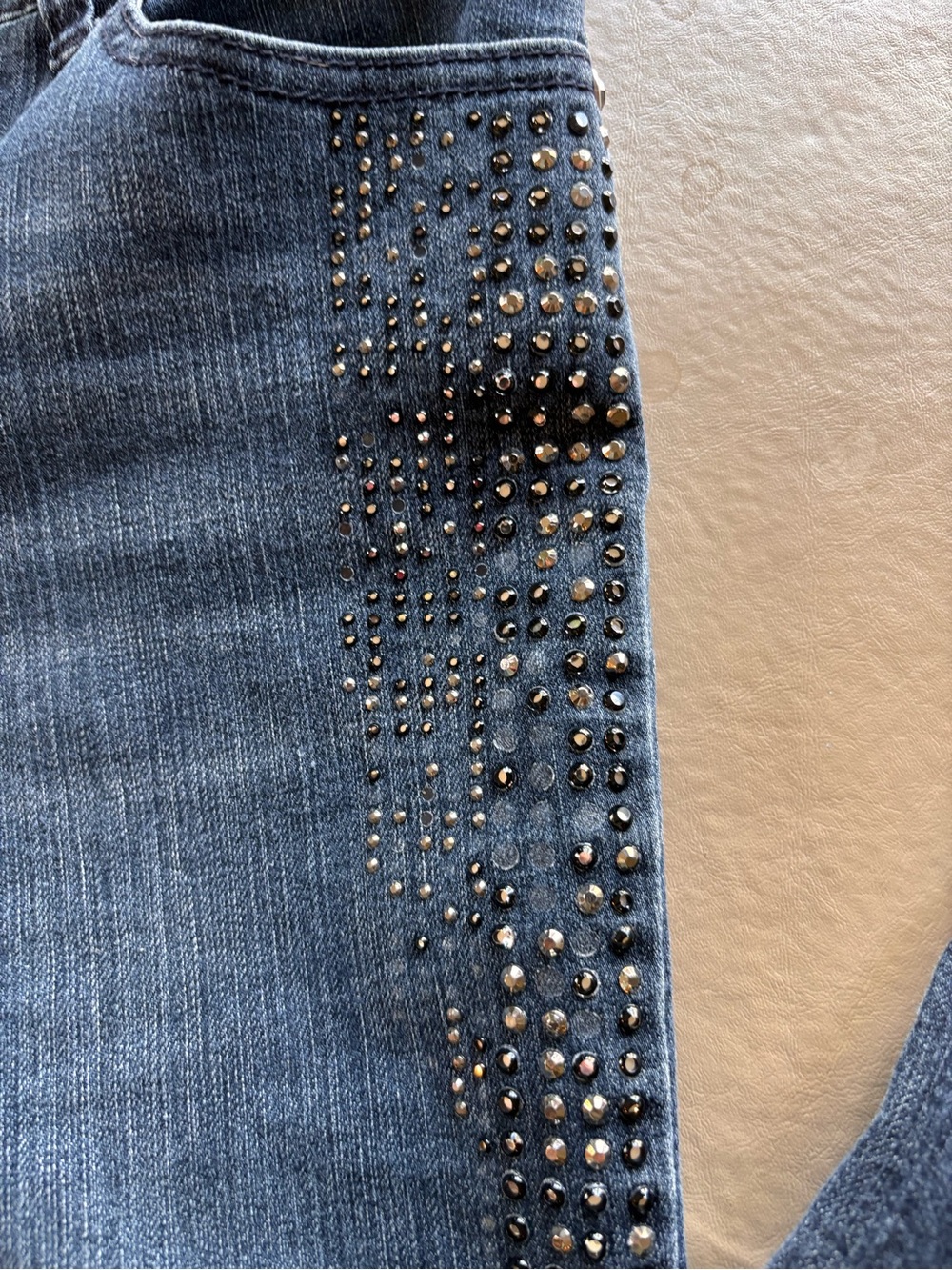 Chico's Skinny Jeans with Stud Embellishment in Denim Blue